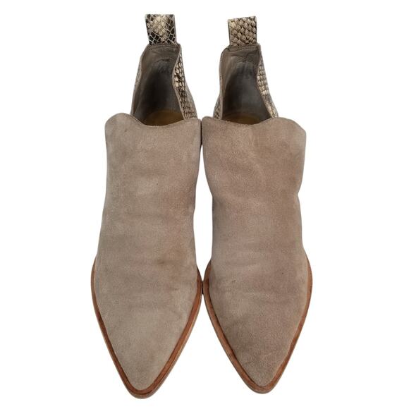 Dolce vita Womens Sonni Snakeskin Taupe Suede Pointed Toe Ankle Bootie Boots 7.5 - Picture 2 of 7